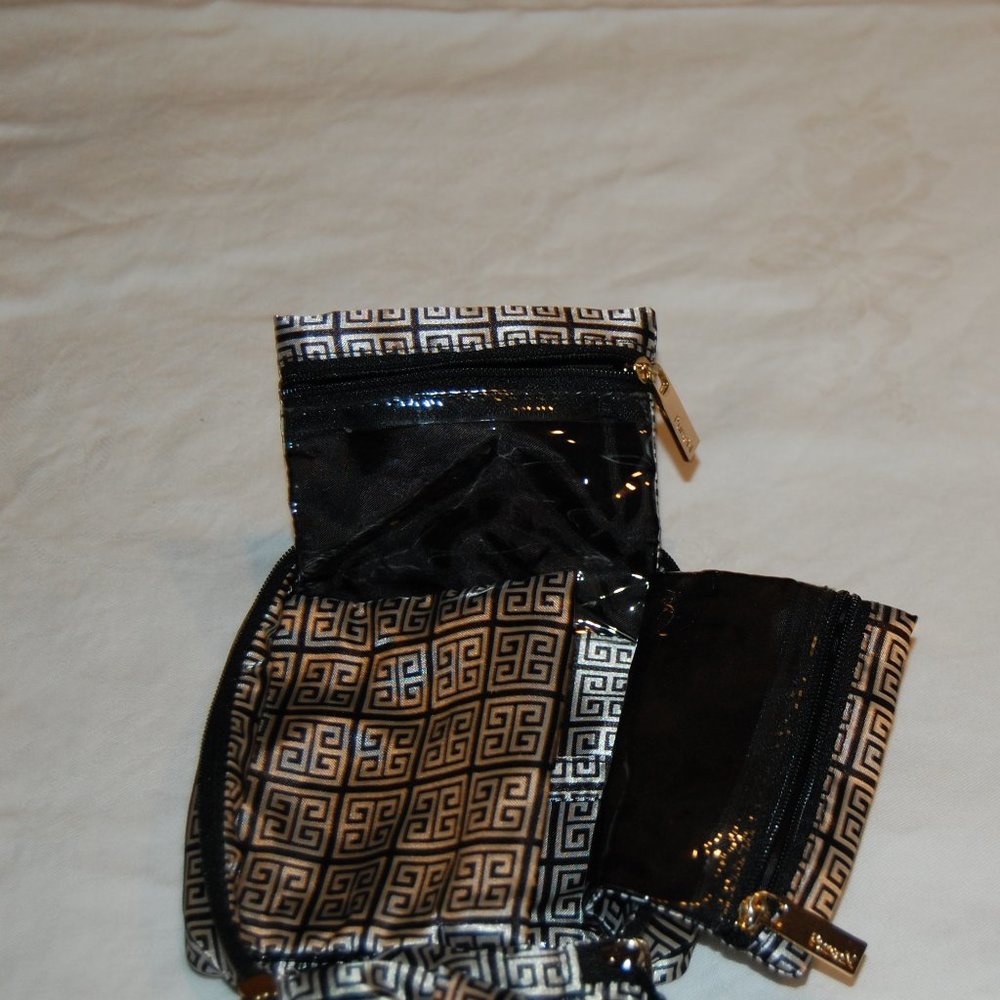 Purse N Make up /Jewelry Bag 4" x 5" x 4 1/2" Black & White - Picture 8 of 16